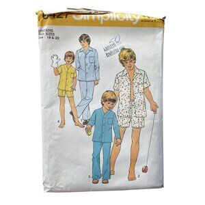 Simplicity 6427 Sewing Pattern Size 18 & 20 Boys Teen Boys Pajamas Vintage UNCUT